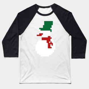 Snowman Pixel Art Baseball T-Shirt